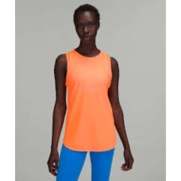 Lululemon Athletica Orange Sculpt Mesh Tank Top Back Cut Out Athletic Activewear - Picture 9 of 9